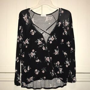 Long sleeve, stretchy floral shirt